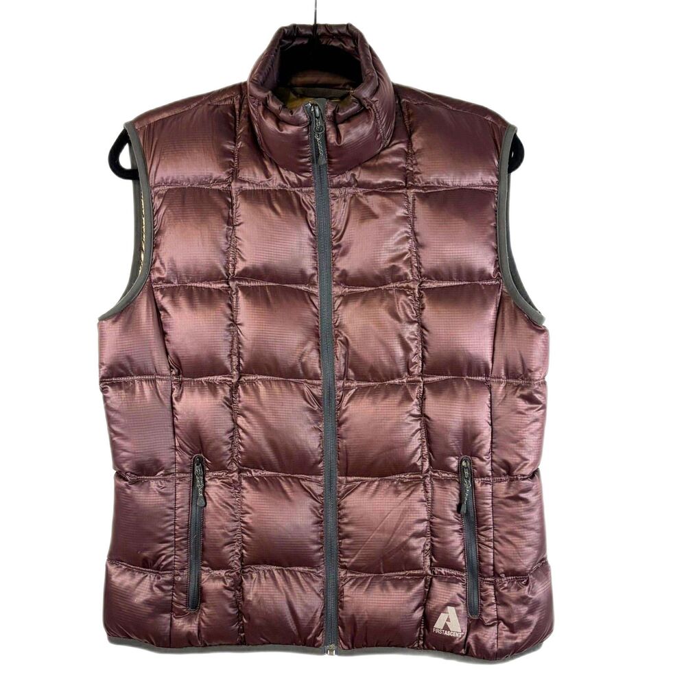 Eddie Bauer First Ascent Downlight Down Puffer Vest Metallic Burgundy SZ Medium